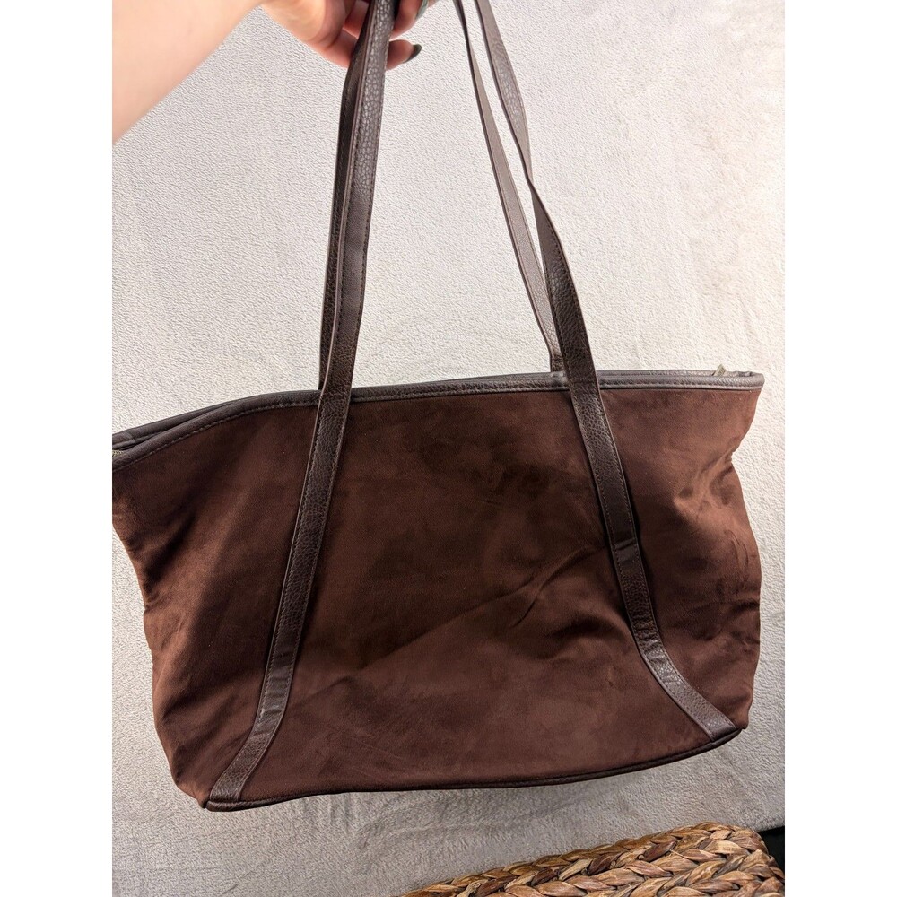 Marley Lilly Tote Bag Shoulder Strap Suede Brown Casual